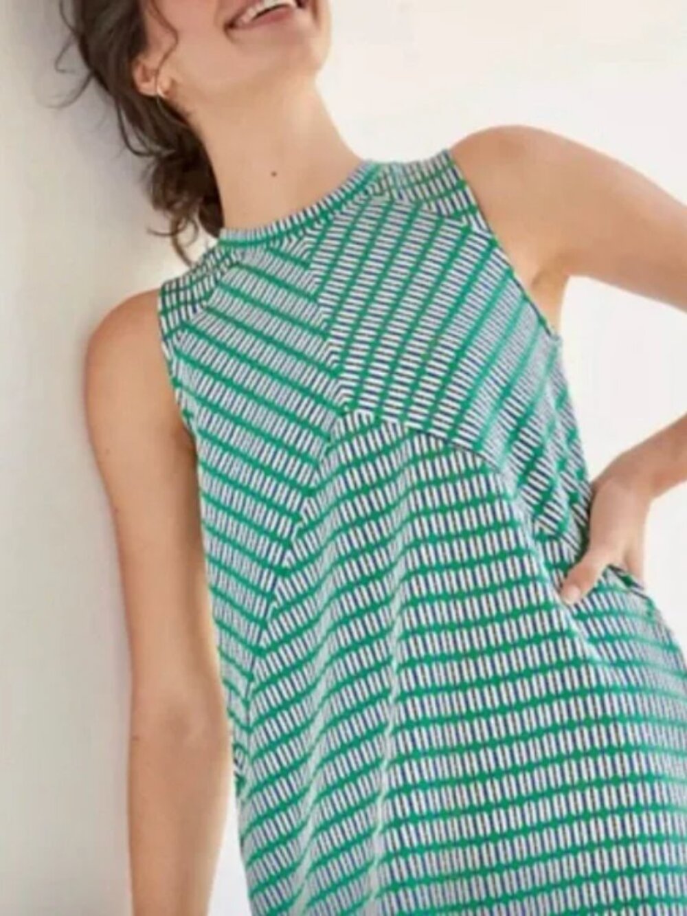 Maeve By Anthropologie Green Geometric Shift Dress Medium - Picture 2 of 10